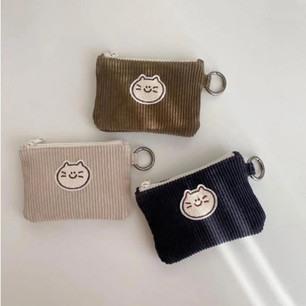 Soft Wear Resistant Corduroy Mini Zipper Coin Purse Cute Waffle Texture Small Storage Pouch Fashion Zero Wallet For Daily Accessories