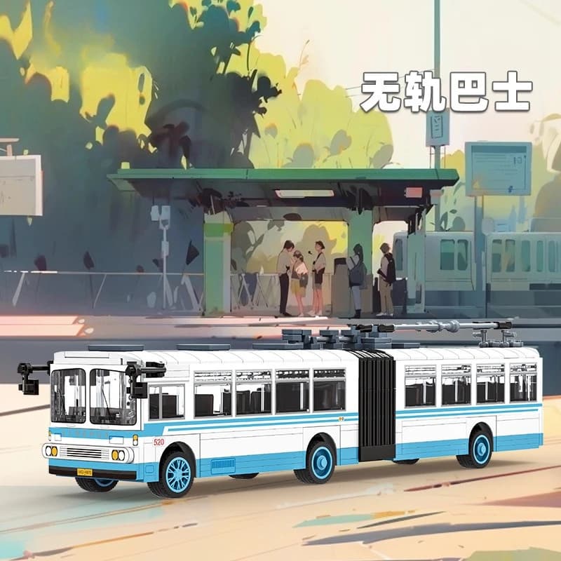 Modello di autobus senza traccia Blocchi di costruzione Piccoli mattoni Giocattolo educativo creativo per bambini Apprendimento STEM per bambini
