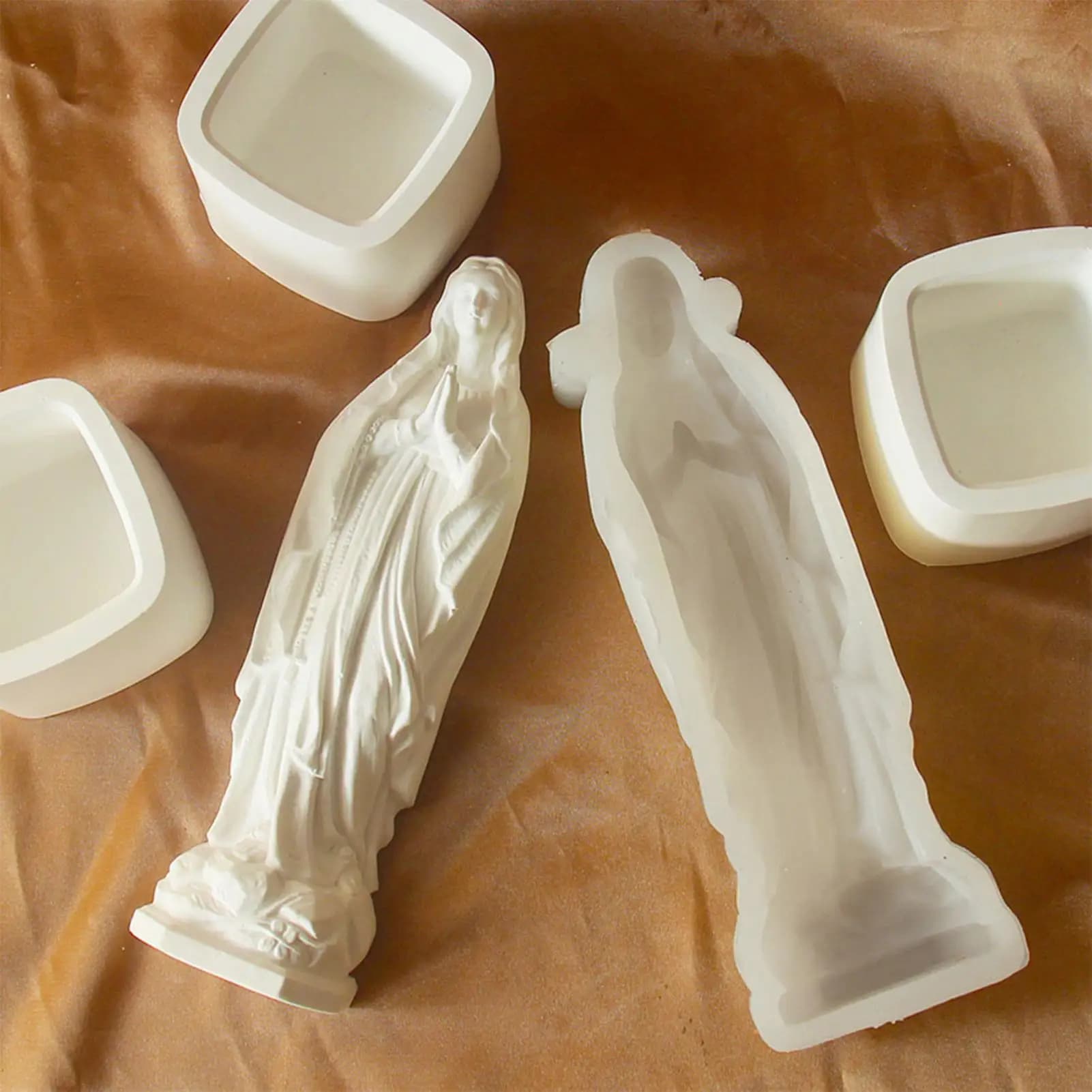 Virgin Mary Silicone Candle Mold 3D Christian Religious Figurine Resin Crafts Plaster Casting Molds Baby Birth Gift Home Decor