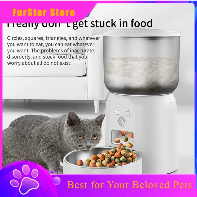 FurStar3L Stainless Steel Pet Feeder Intelligent Automatic Pet Feeder Wifi Camera Smart Dry Food Pet Cat Bowl Dog Video Smart Bo