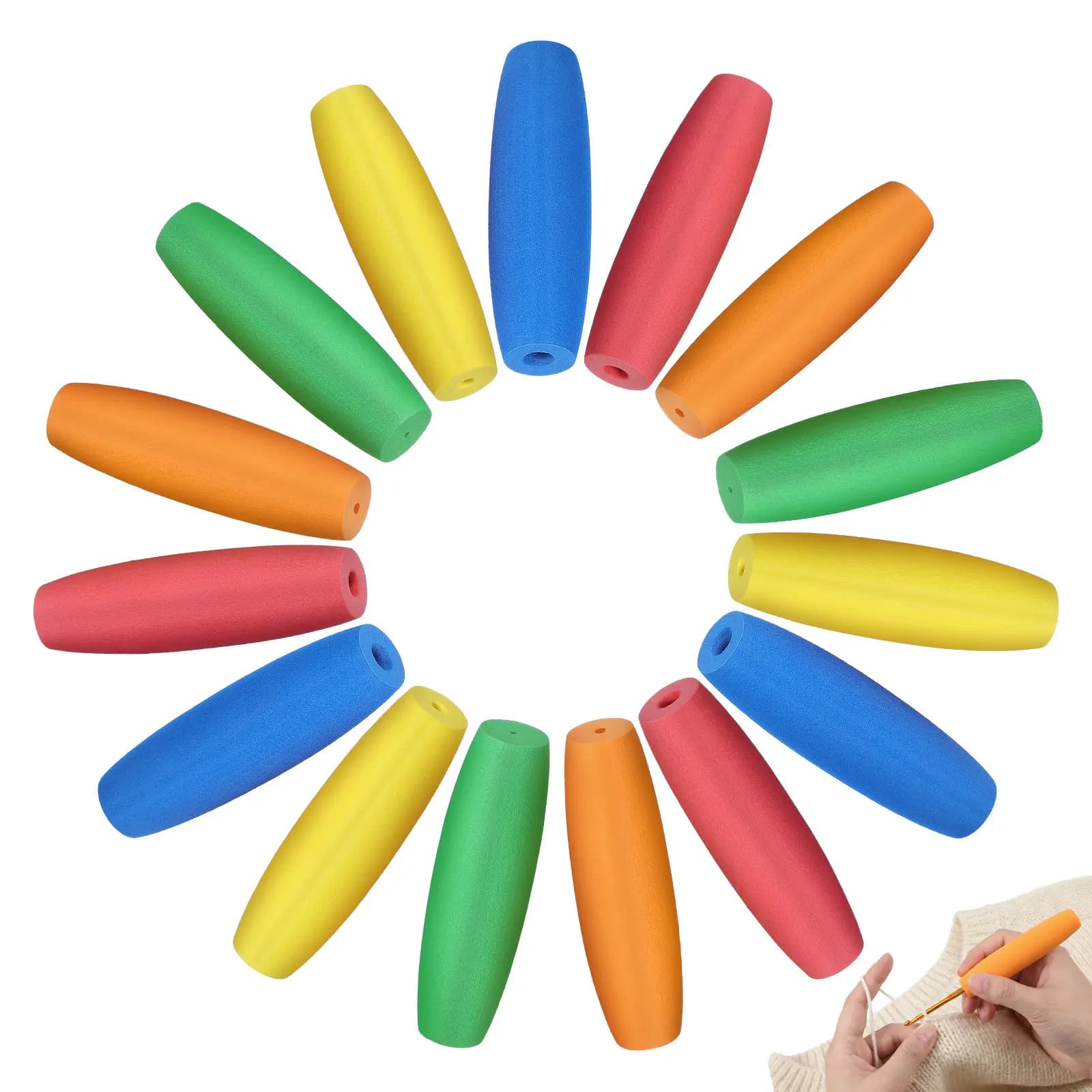 Crochet Hook Grips 15Pcs Ergonomic EVA Non Slip Handle Sleeves for Knitting Embroidery Comfort