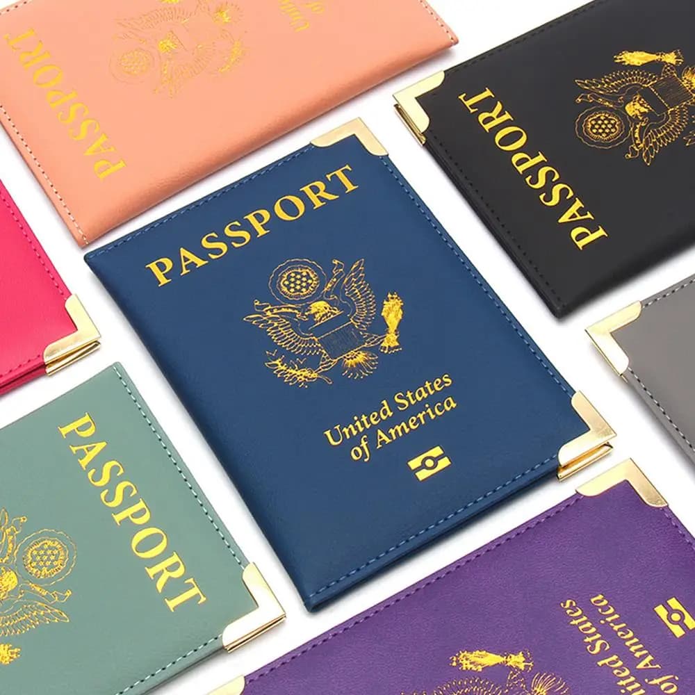 Custodia per passaporto USA in pelle PU Custodia per passaporto in morbida pelle moda donna Portafoglio da viaggio Custodia per passaporto Organizzatore di documenti