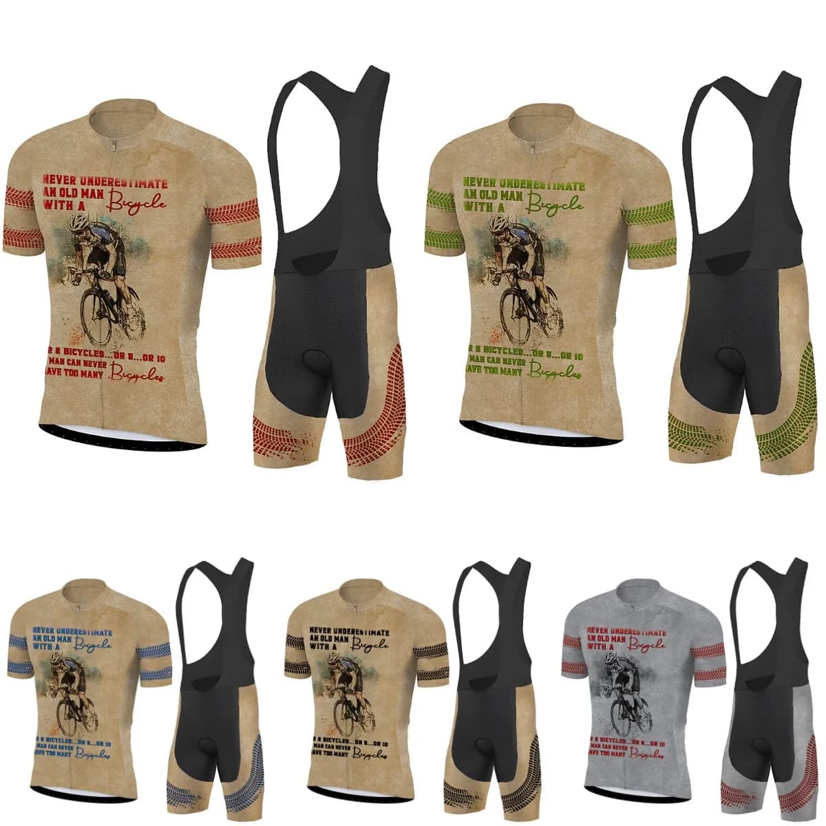 Nuovo Set Maglia Ciclismo Uomo Maniche Corte con Salopette e Imbottitura Gel Traspirante, Kit Abbigliamento Bici ad Asciugatura Rapida per Triathlon
