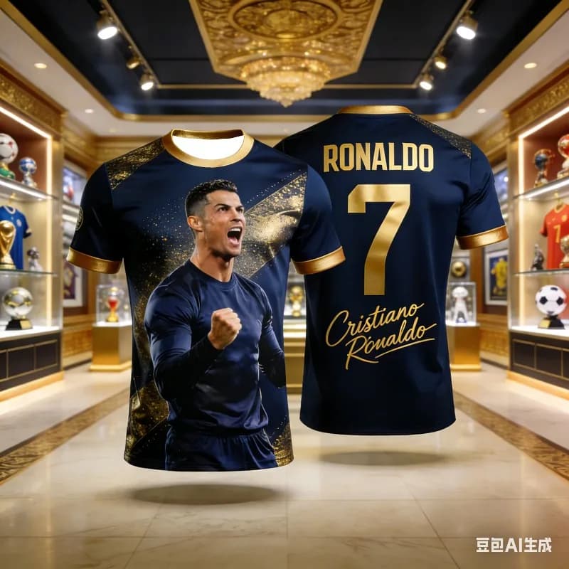 T-shirt con Stampa 3D di Personaggi per Maglie da Calcio, Top Casual in Tessuto a Rapida Asciugatura con Collo Rotondo e Maniche Corte