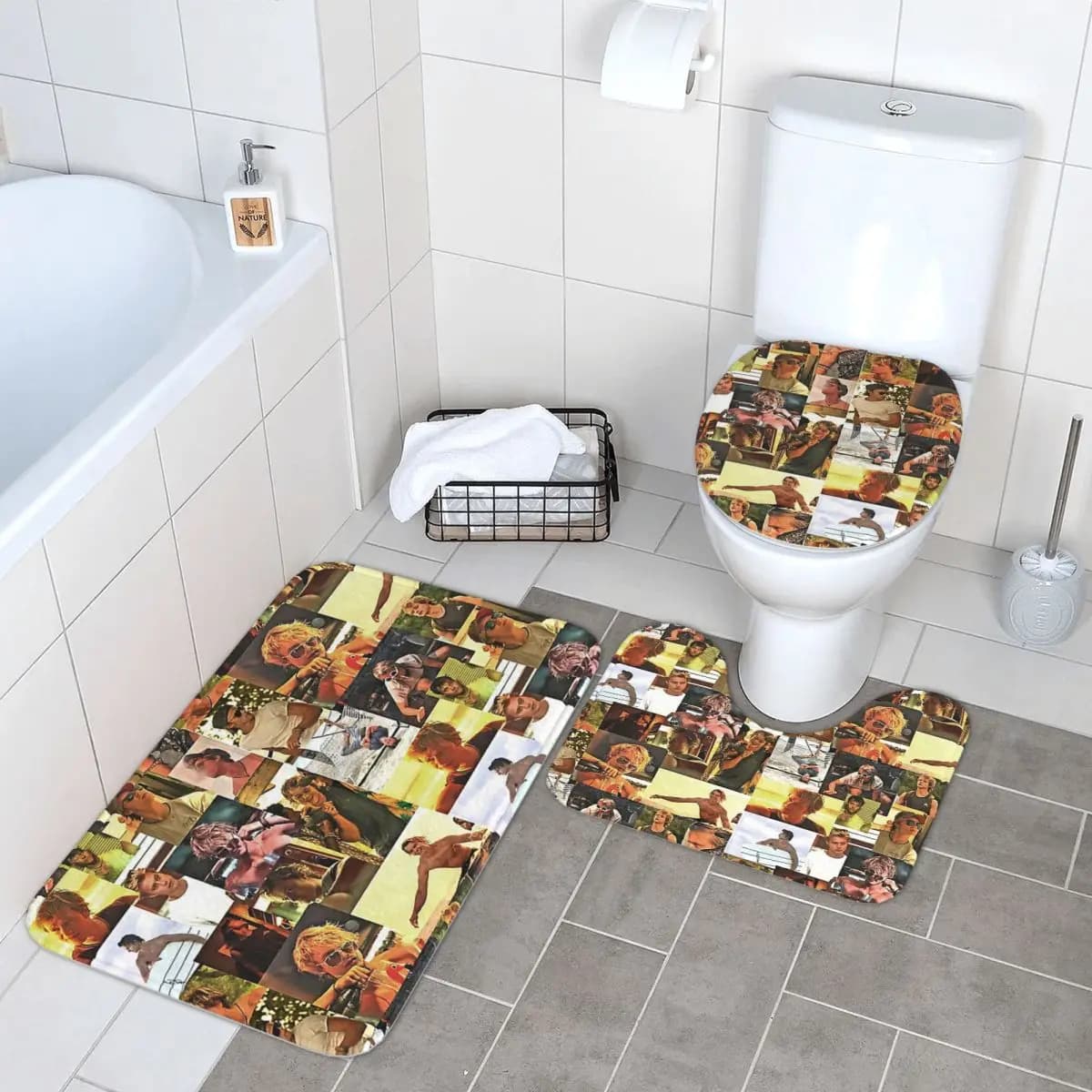 JJ Maybank - Rudy Pankow Coperta da tiro 3 pezzi Tappetino da bagno Set da bagno Copriwater Decorazioni per la casa Tappeto antiscivolo Tappeto da pavimento