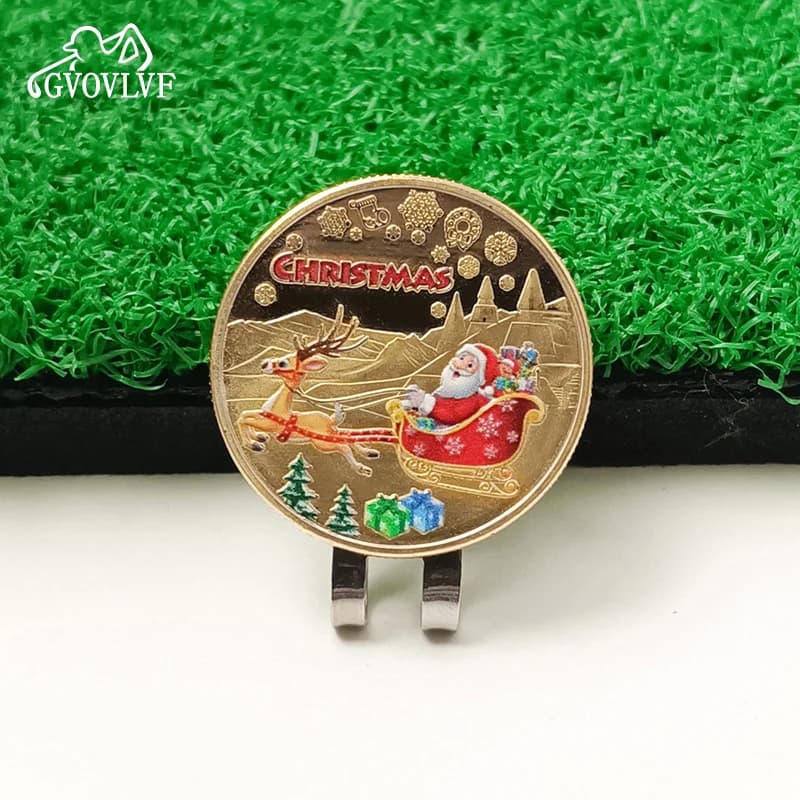 1pc pennarello rimovibile per pallina da golf Babbo Natale e alce con clip magnetiche per cappelli regalo per golfisti ragazzi ragazza regalo di Natale