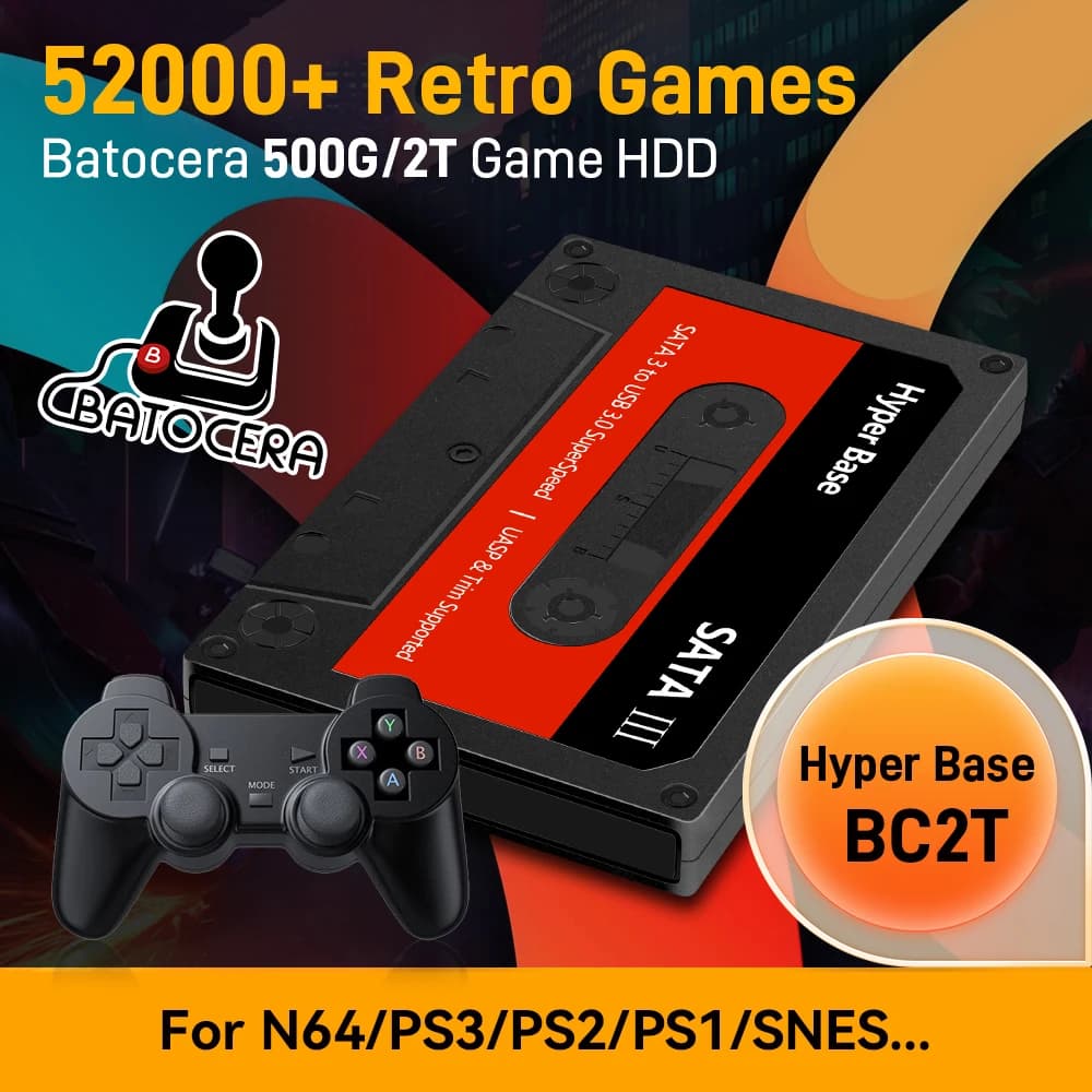 Batocera 500G/2T Emulatore Gioco Disco Rigido Per N64/PS3/PS2/MAME/NDS Gioco Esterno HDD Built-in 52000+ Retro e Giochi 3D Plug & Play
