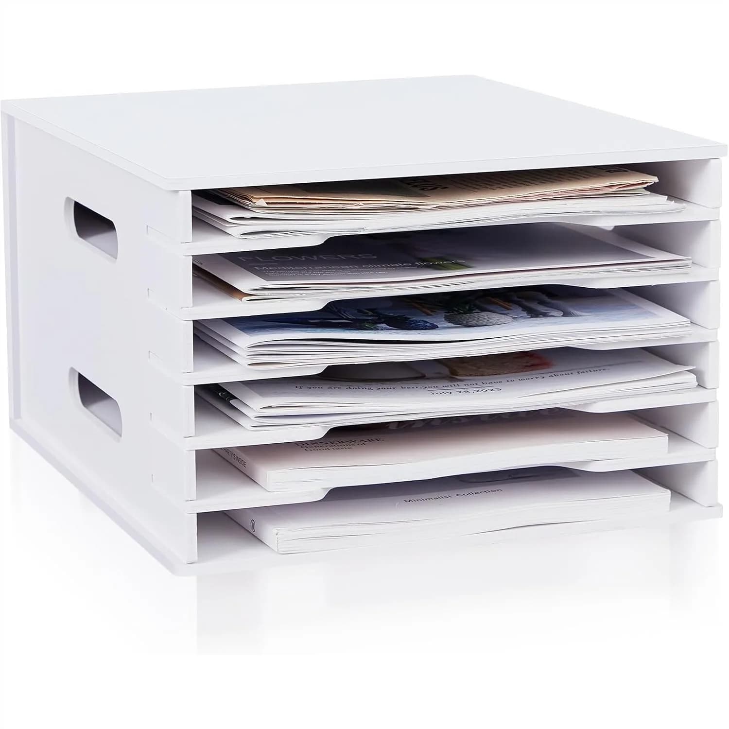 Organizzatore di carta per scrapbooking a 6 livelli con ripiani regolabili, porta documenti impilabile per scrivania, casa e ufficio, 8,5x11 pollici