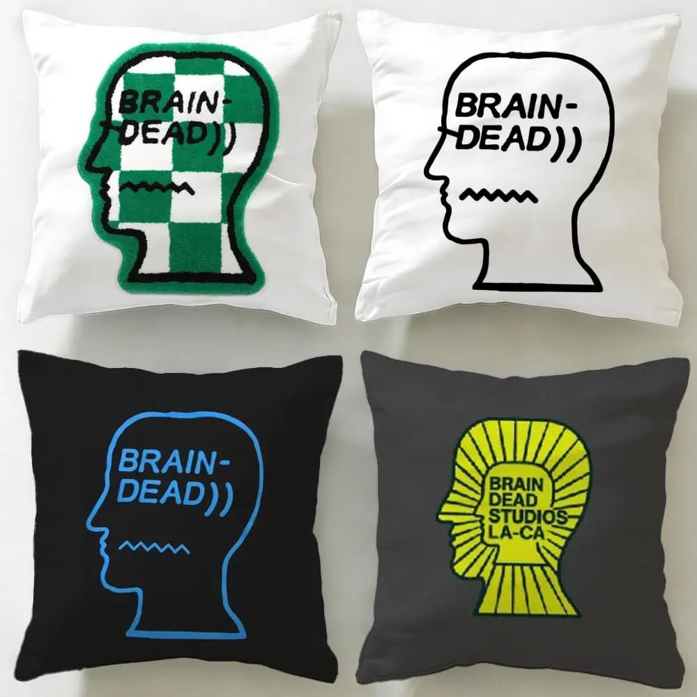 Popolare marchio di moda Brain Dead, federa per cuscino morbida e facile da lavare, versatile per divano, letto, viaggi e ufficio