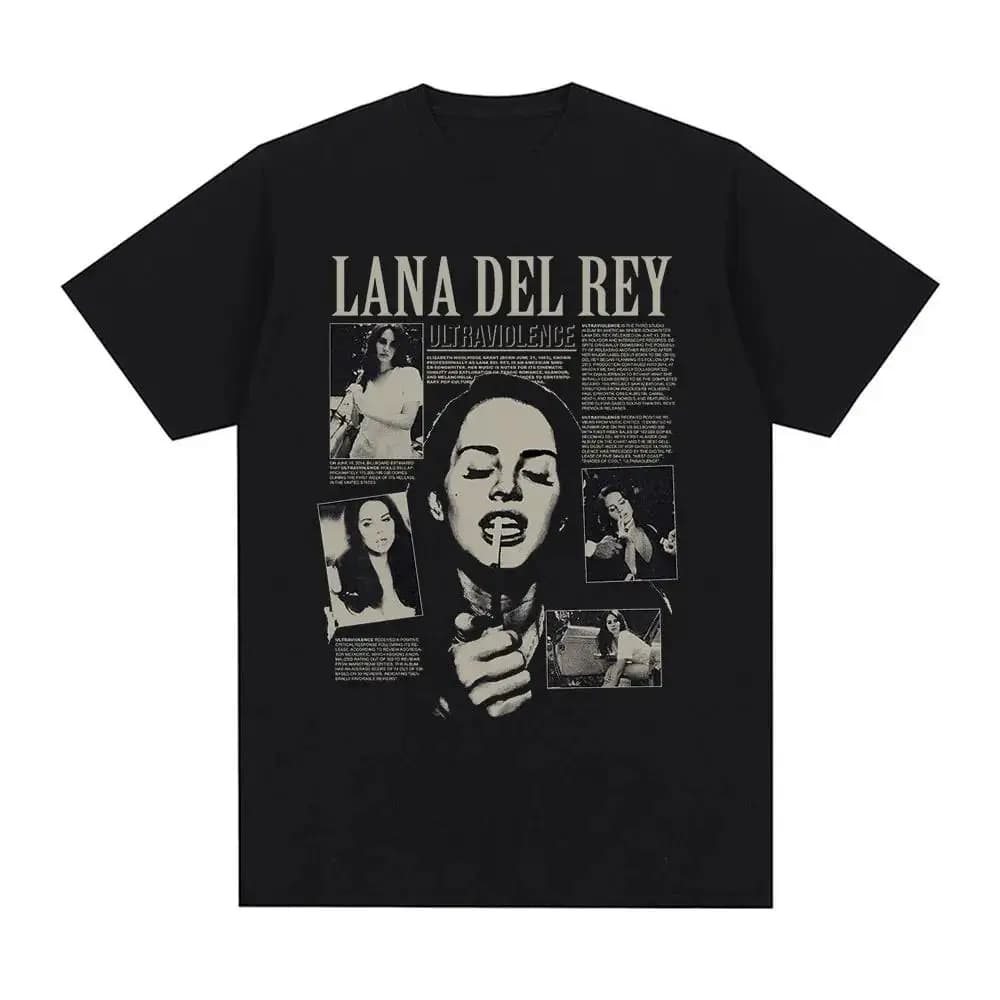 Cantante Lana Del Rey Stampa T Shirt Uomo Donna Moda Hip Hop Streetwear Harajuku Manica corta Plus Size T Shirt Unisex