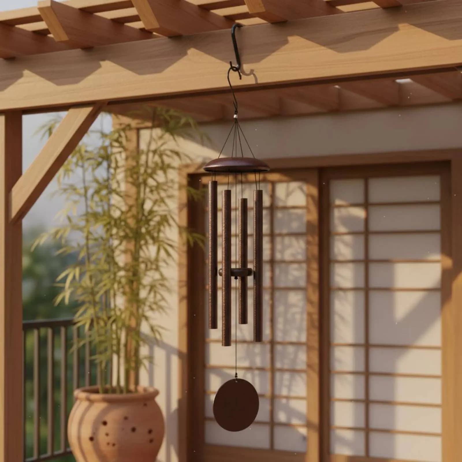 Japanese Design Wind Tone Tube Deep Tone Tuned Musical Tone Tube Harmonious Hanging Chimes Skillfully Made Aluminum Cylindrical
