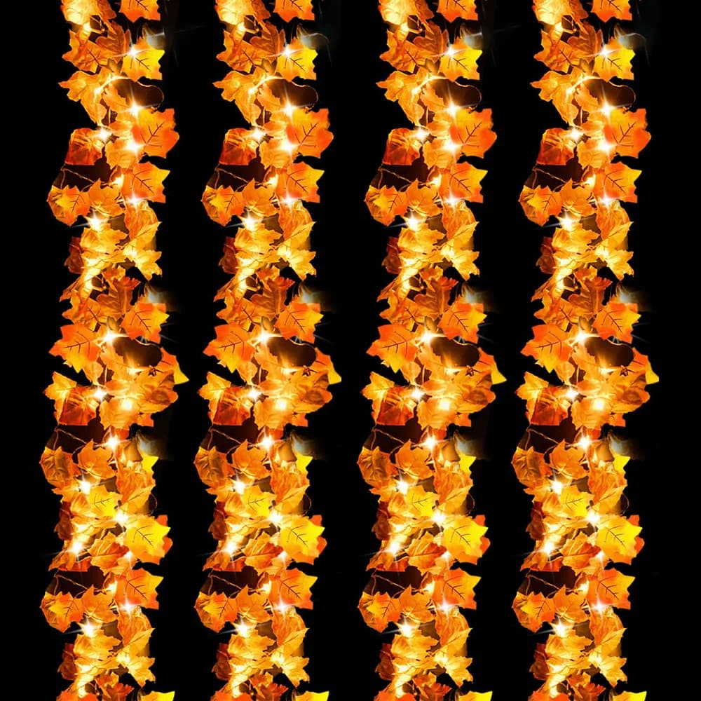 2/3/6M Halloween LED Lights String,Artificial Maple Leaf Lantern Garland,Halloween Christmas Thanksgiving Day Home Decorations