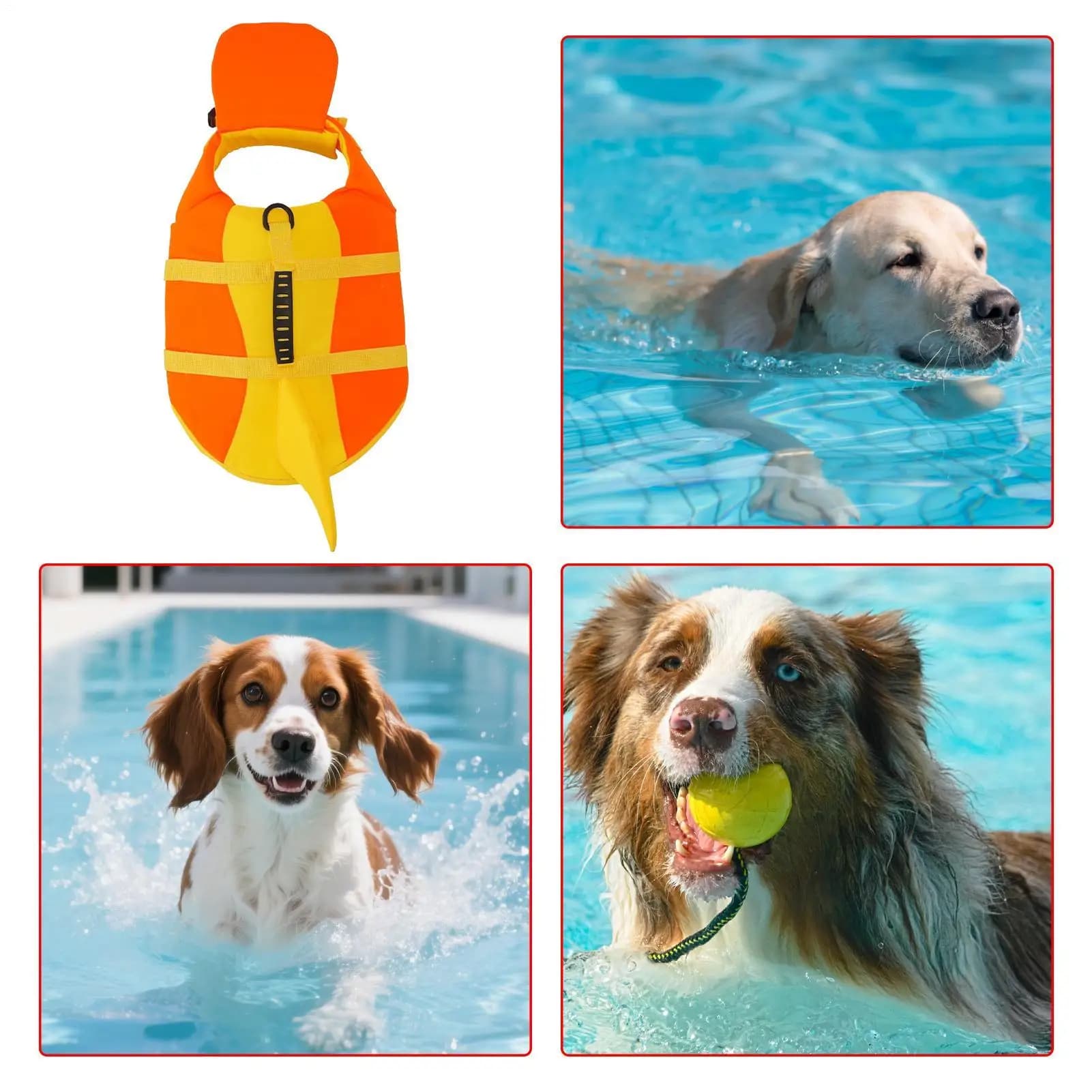 Life Jacket Dog Adjustable High Flotation With Handle Breathable Puppy Swim Vest For Small Medium Breeds Poodle Bulldog