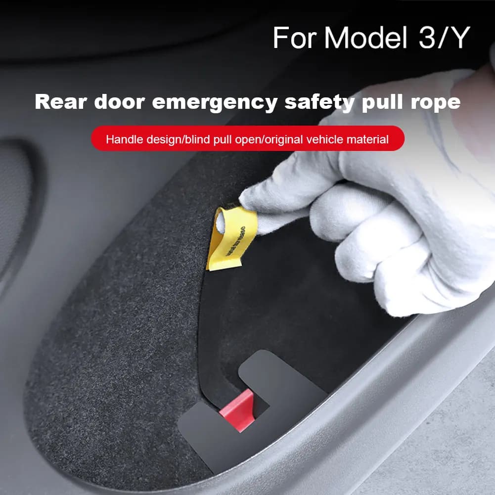 Emergency Handle for Car Door Mechanical Rear Door Switch Extended Manual Door Release Emergency Safety Cord for Tesla Model Y