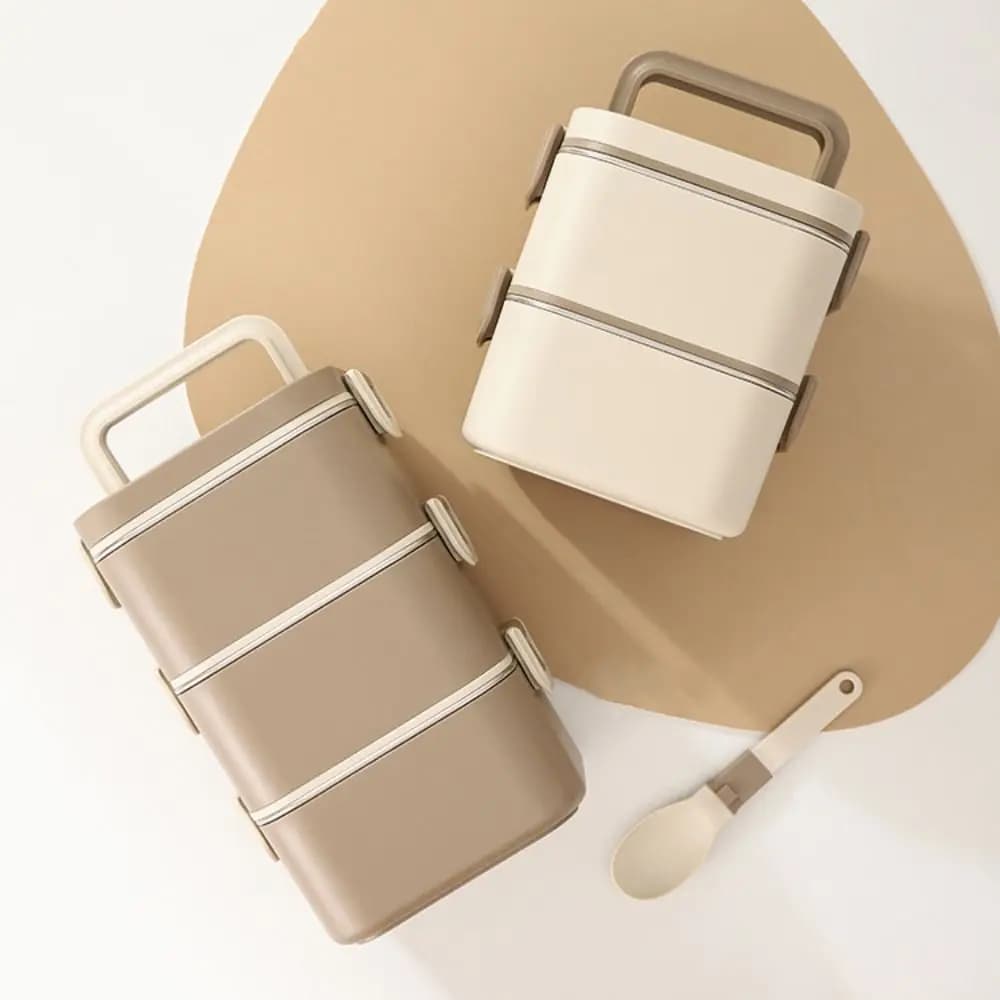 Lunch Box quadrato in acciaio inossidabile 304 Contenitore per il pranzo staccabile a tenuta stagna con cucchiaio Coperchio ermetico Scatola per la conservazione degli alimenti Ufficio