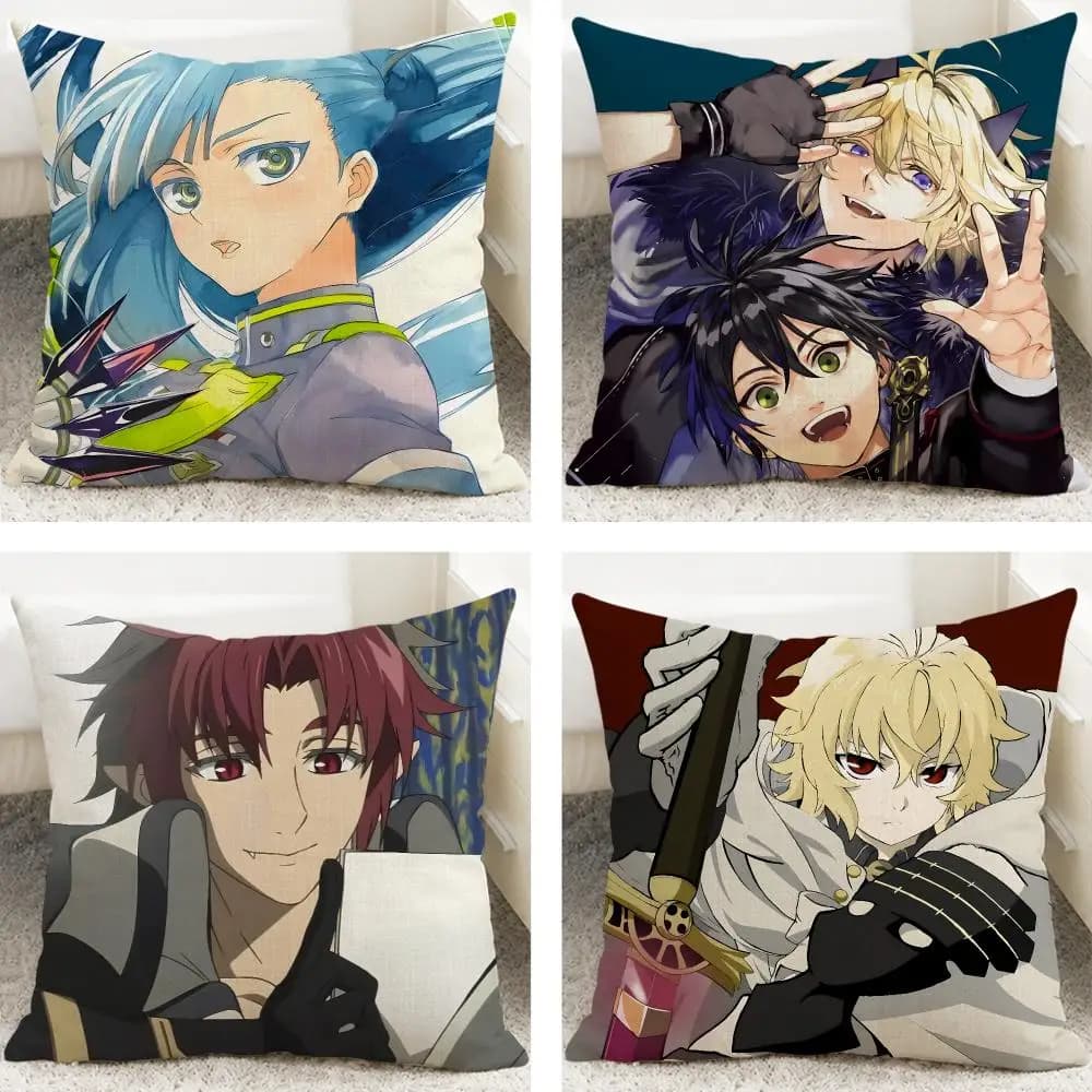 Anime Seraph Of The End Cushion Cover Cushion Covers Natural Linen Breathable Sofa Bedroom Decor Pillowcase