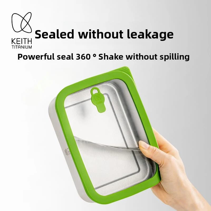 800ml Contenitore per Pranzo in Titanio Puro Keith, Grado Alimentare ed Ecologico, Contenitore Adatto a Microonde/Frigo, Coperchio Ermetico per la Preparazione dei Pasti