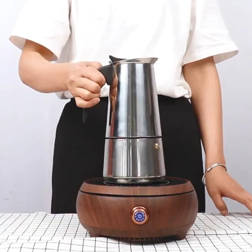 Caffettiera Elettrica in Alluminio con Valvola di Rilascio della Pressione, Ideale per Casa e Ufficio