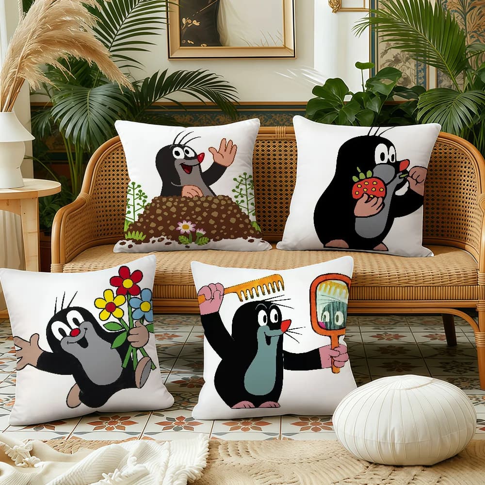 Fodera per cuscino Animation Little M-Mole, in tessuto felpato morbido, stampa fronte-retro, per divano e decorazione