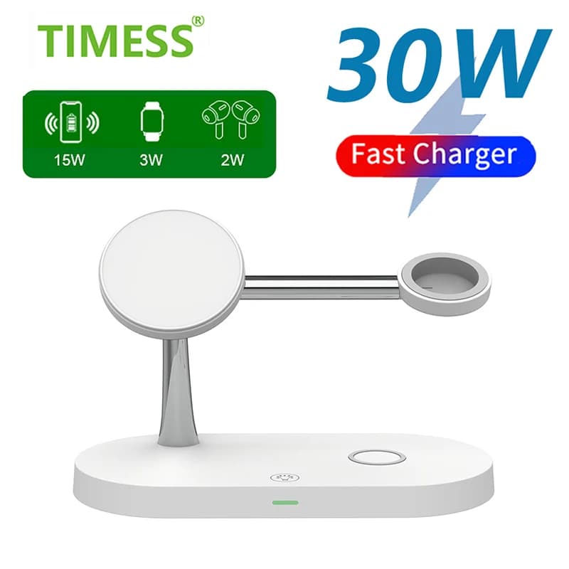 Caricabatterie wireless magnetico 3 in 1 per iPhone 16 15 14 13 12 Pro Max Stazione di ricarica per Apple Watch 10 9 8 7 6 5 Airpods Pro 2 3