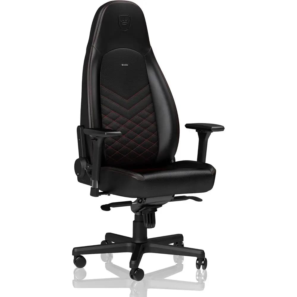 Sedia da gaming e da ufficio con supporto lombare, pelle sintetica, nero/rosso