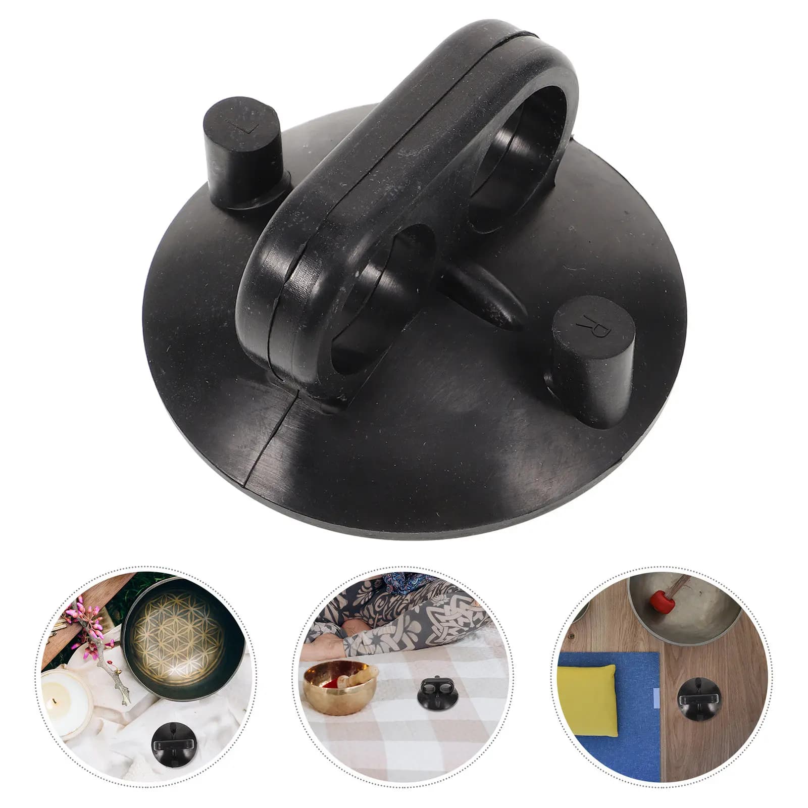 Singing Bowl Accessories Sucker Handle for Portable Percussion Mediation Black Lifter