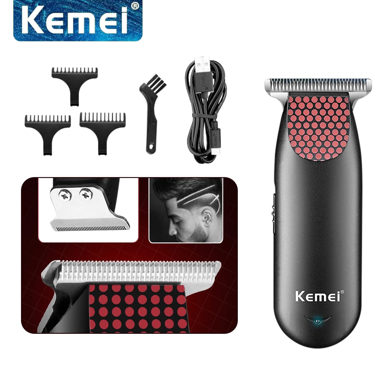 Kemei-889 Professional Battery Haircut Mini Compact Electric Haircut for Shaving Small Portable Toiletrying Kit for Men