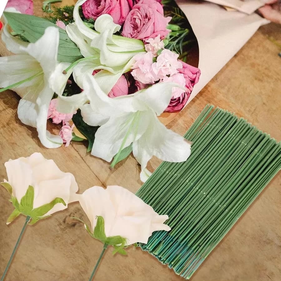 Pianta Artificiale con Stelo Verde in Filo di Ferro per Festival, Matrimoni, Bouquet da Sposa, Decorazione Casa, Bonsai Fai-da-Te, Accessorio Regalo