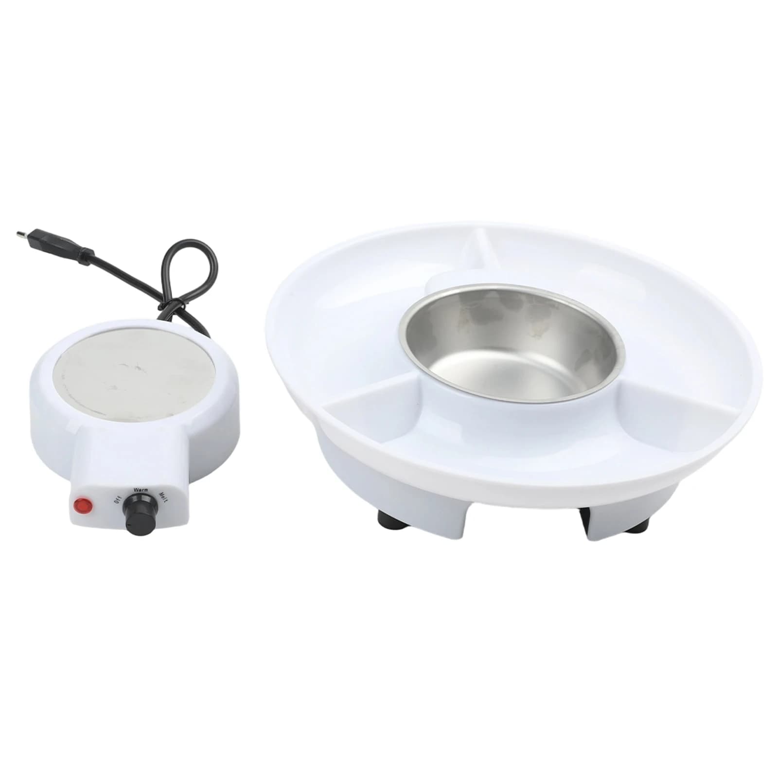 Set per Fonduta al Cioccolato Elettrico con Pentola da 260ml, Doppia Regolazione del Calore, 4 Forchette e Ciotola a Tre Scomparti per Immersione nel Cioccolato