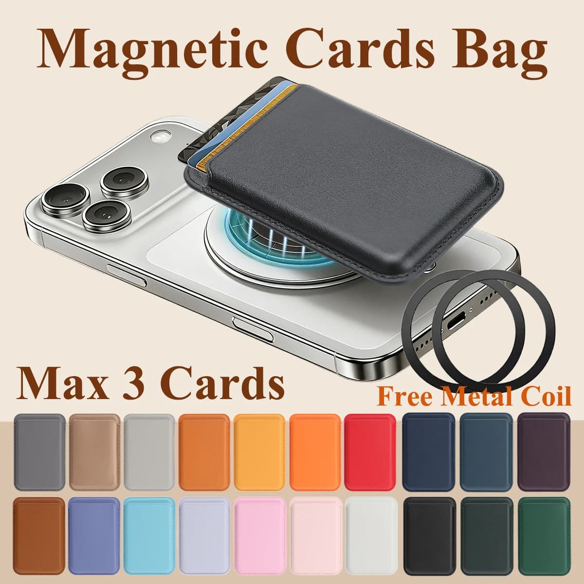 Portacarte Magnetico per iPhone 17 16 15 14 13 12 Samsung Google Xiaomi Oppo Vivo Oneplus e Tutti gli Smartphone con Slot per Carte