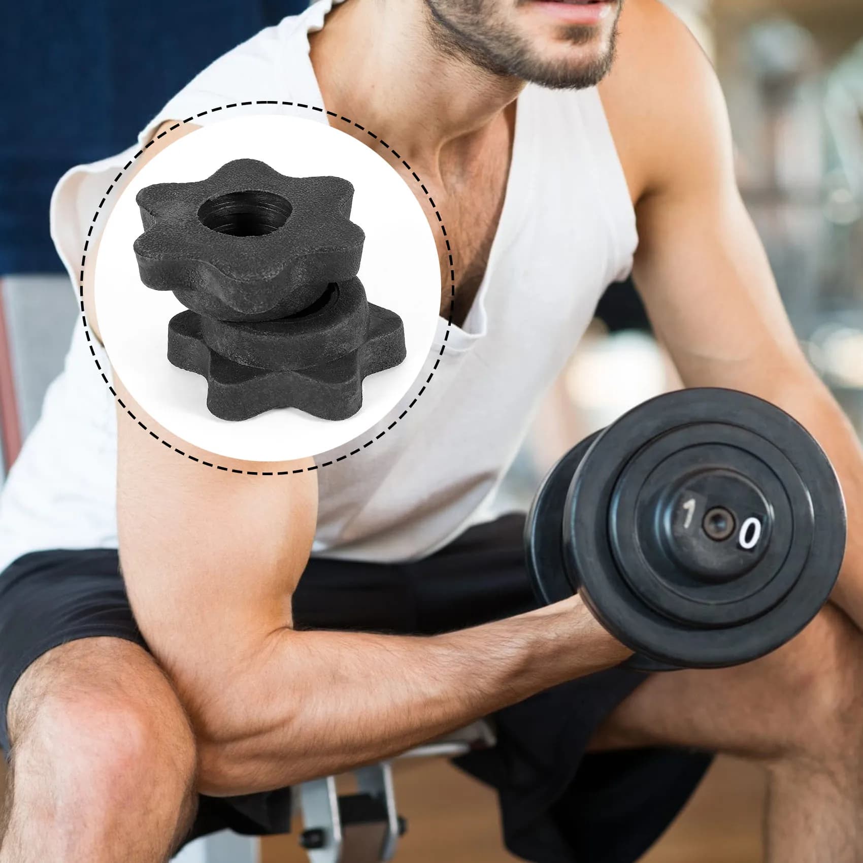 1 pair of hexagonal nuts for handlebars, dumbbell nuts, spinlock collars for sports training bars