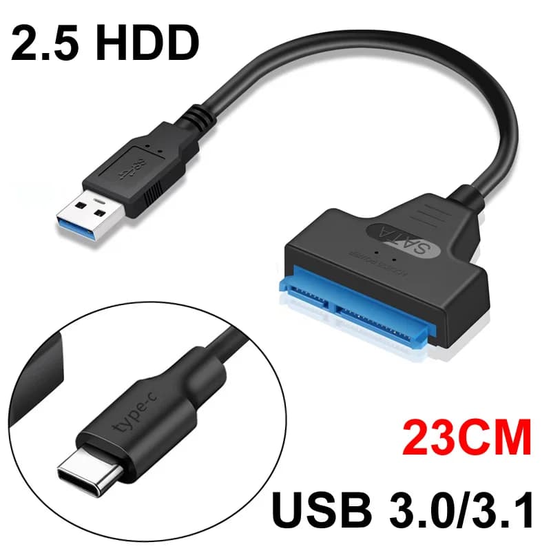 Cavo SATA a USB A TYPE-C 3.1/3.0/2.0 Fino a 6 Gbps per disco rigido SSD HDD esterno da 2,5 pollici Cavo adattatore SATA 3 a 22 pin