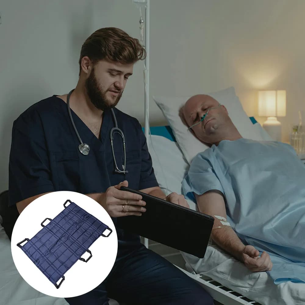 Mat Portable Patient Transfer Pad Large with 6 Handles Positioning Bed Sheet Soft Breathable Elderly Lift Sling Patient Turning