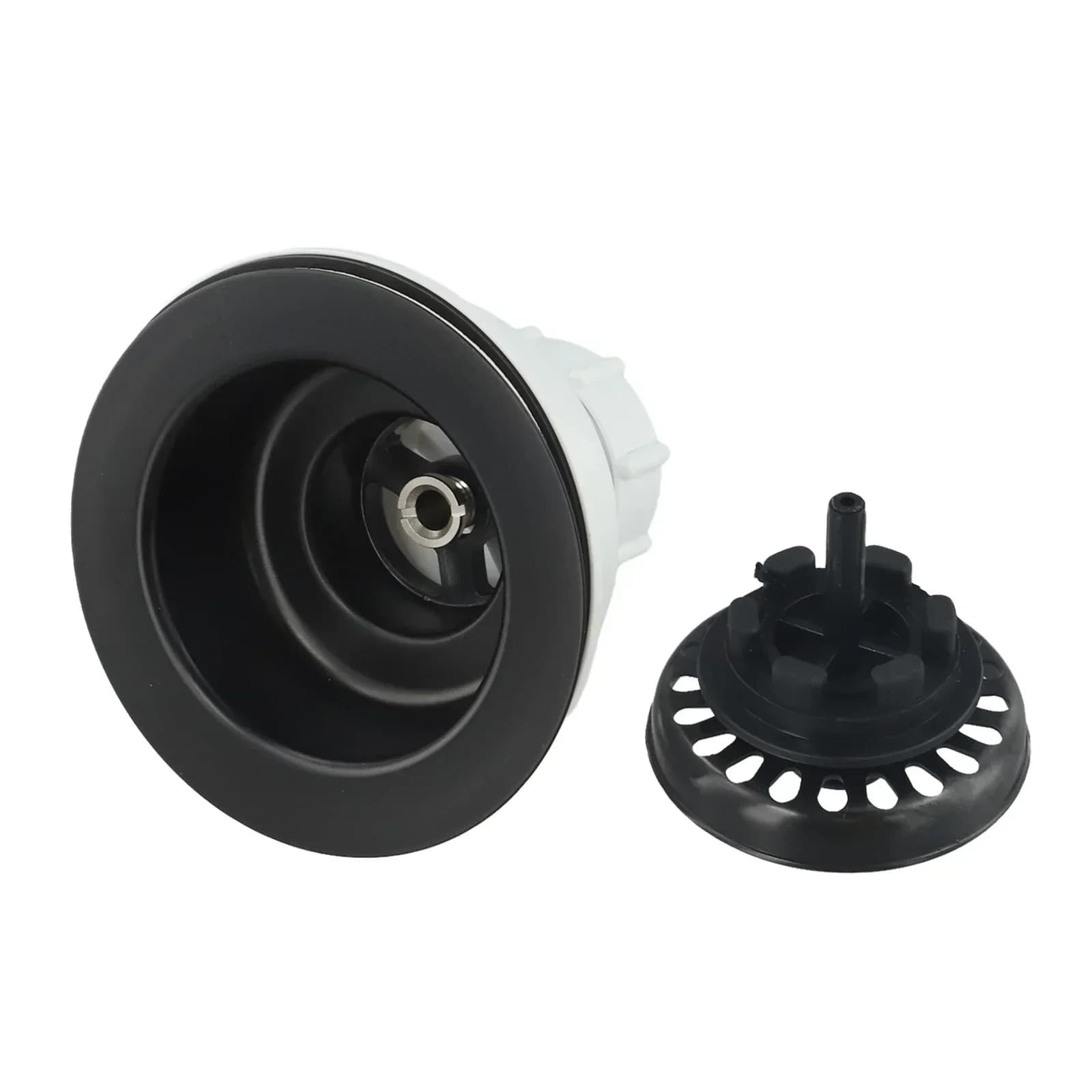 Kit di Scarico per Lavello Pratico e Nuovo, Senza Filtro, in Acciaio Inossidabile, 114mm 83-90mm, Cestello Nero con Flangia, Compatibile con PP