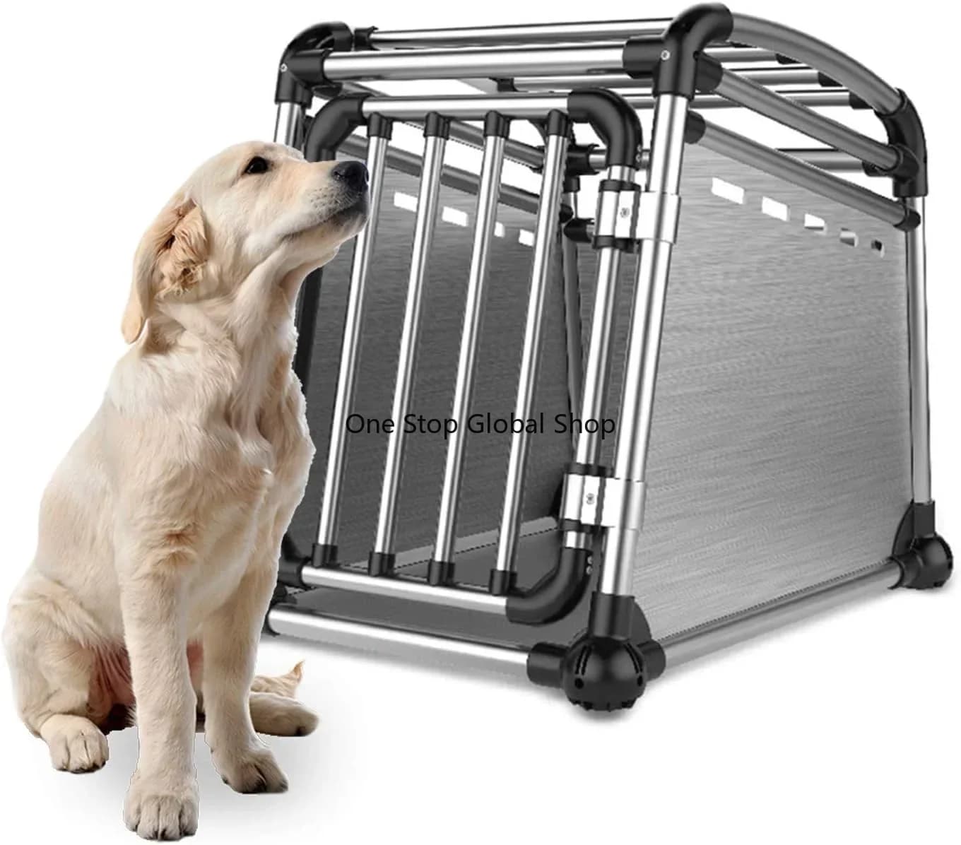 Two Size Large Storage Collapsible Lightweight Dog Aluminium Travel Crate Transport Box Cage Pet Travel Carrier for Outdoor