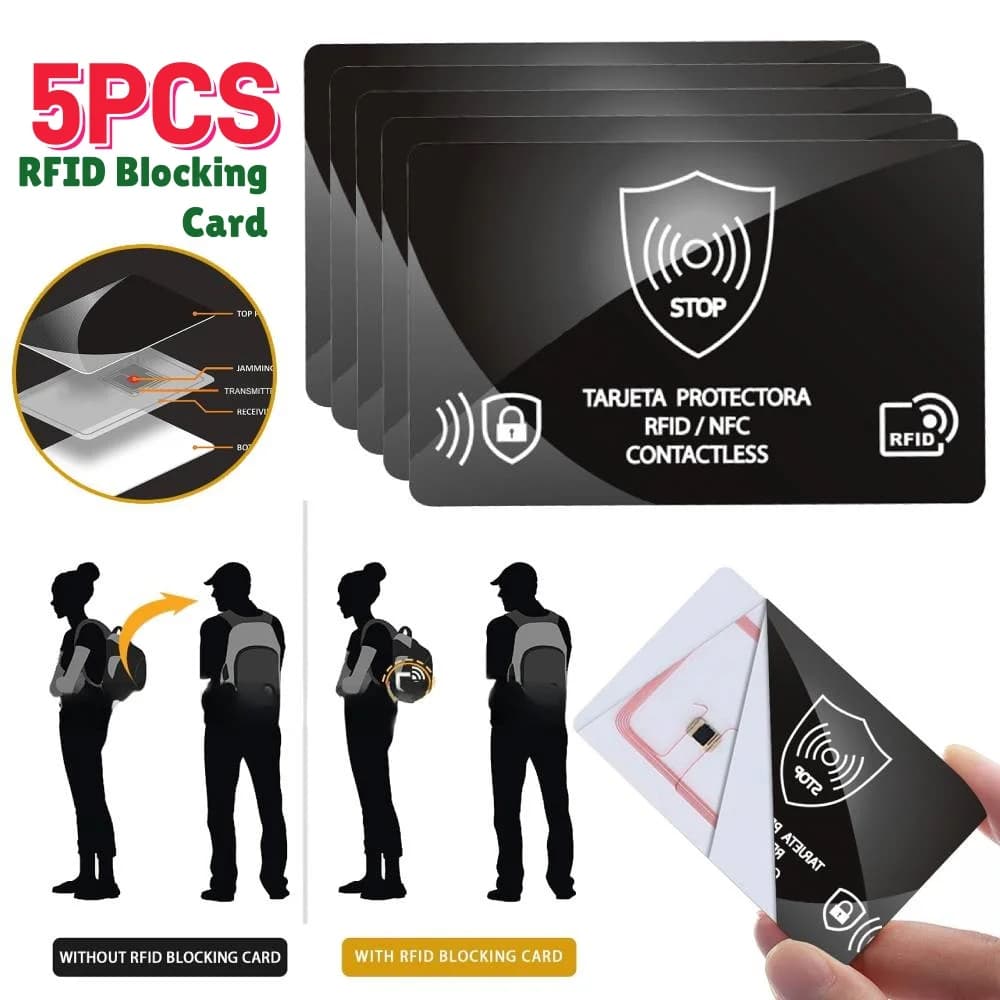5 pezzi di carte di blocco RFID senza contatto NFC carta di credito di debito protezione per passaporto blocco antifurto intelligente protegge la borsa del portafoglio