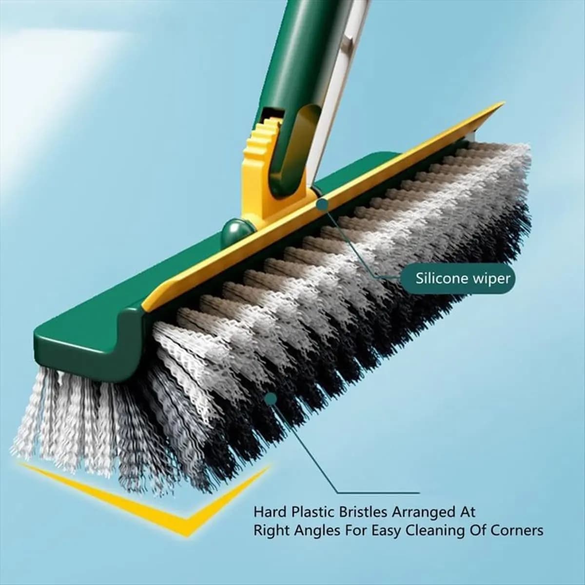 HITL long handle floor brush, multifunctional brush for scraping and cleaning, cleansing without blue blind spots