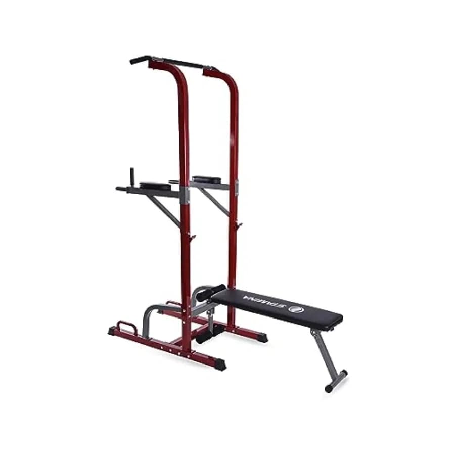 Power Tower for the whole body - Dip Bar with benches and built-in racks - Traction bar station with Smart Workout app - Dip Bar for Hom