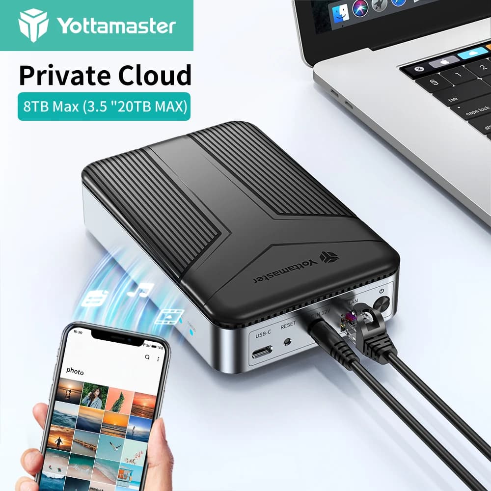 Yottamaster Custodia per disco rigido per archiviazione di rete HDD SATA da 3,5 pollici Archiviazione cloud privata NAS con adattatore per custodia HDD esterna