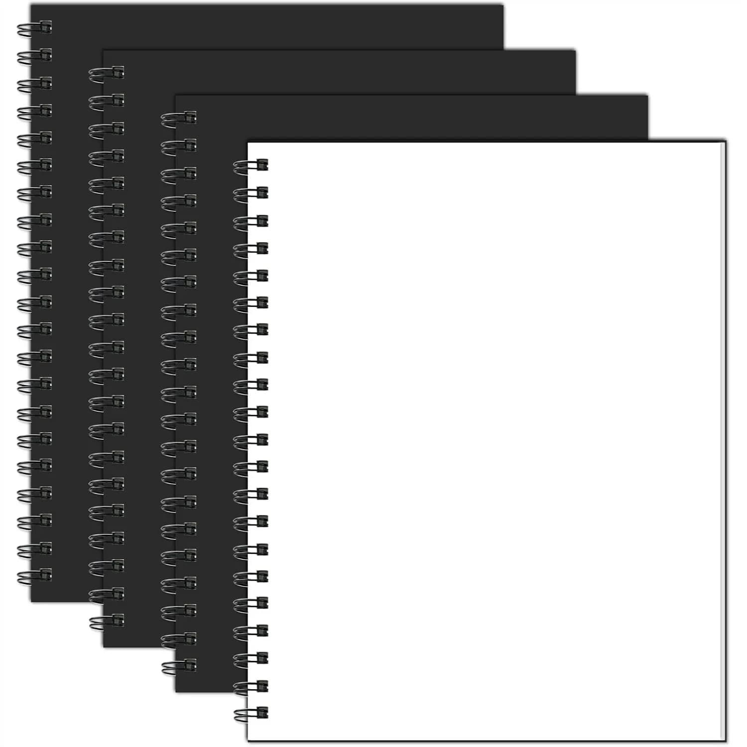 Blank Spiral Notebook 4 Pack, 8.5x11 Hardcover Sketch Book, Large Unlined Journal for Drawing, Writing, Office School Home