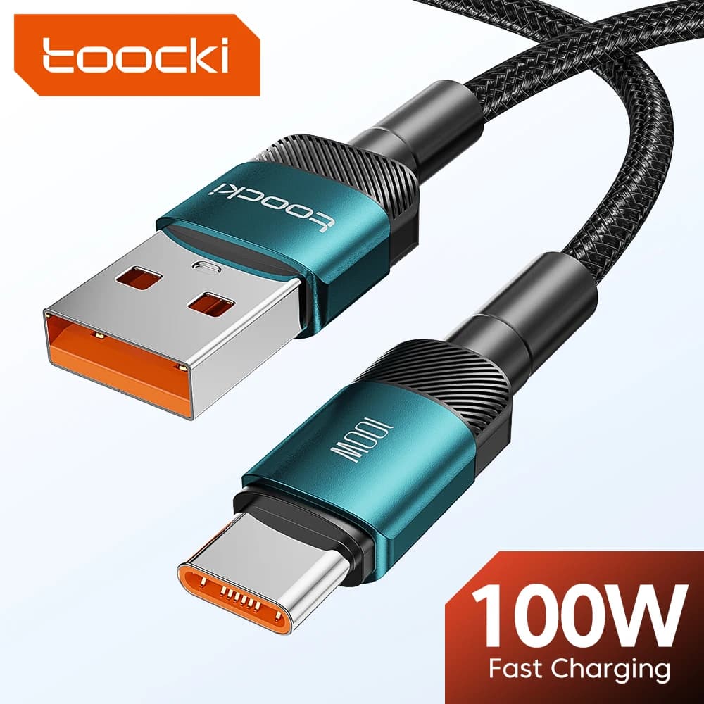 Toocki 100W USB C Cable Super Fast Charge 1M 2M Type C Charger Cable For Huawei Honor Samsung Xiaomi USBC Data Charging Cabo