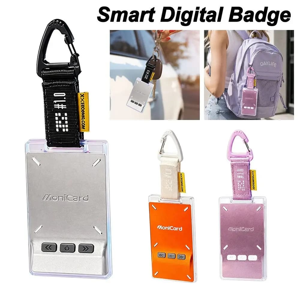 HD Display Magic Card Electronic Pass Badge GIF Screen Desk Display Electronic Pass Badge Rechargeable NFC Bluetooth Badge