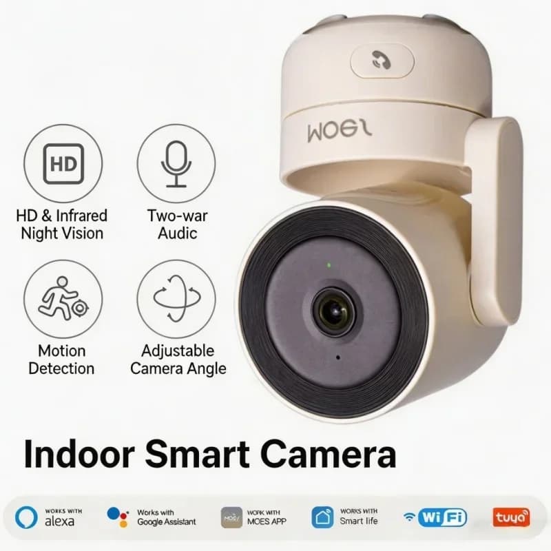 Smart 4MP PTZ WiFi Camera for Interior, Domestic Security Camera with IR Night Vision, Motion Detection, Remote View and Control via APP for Children Monitoring
