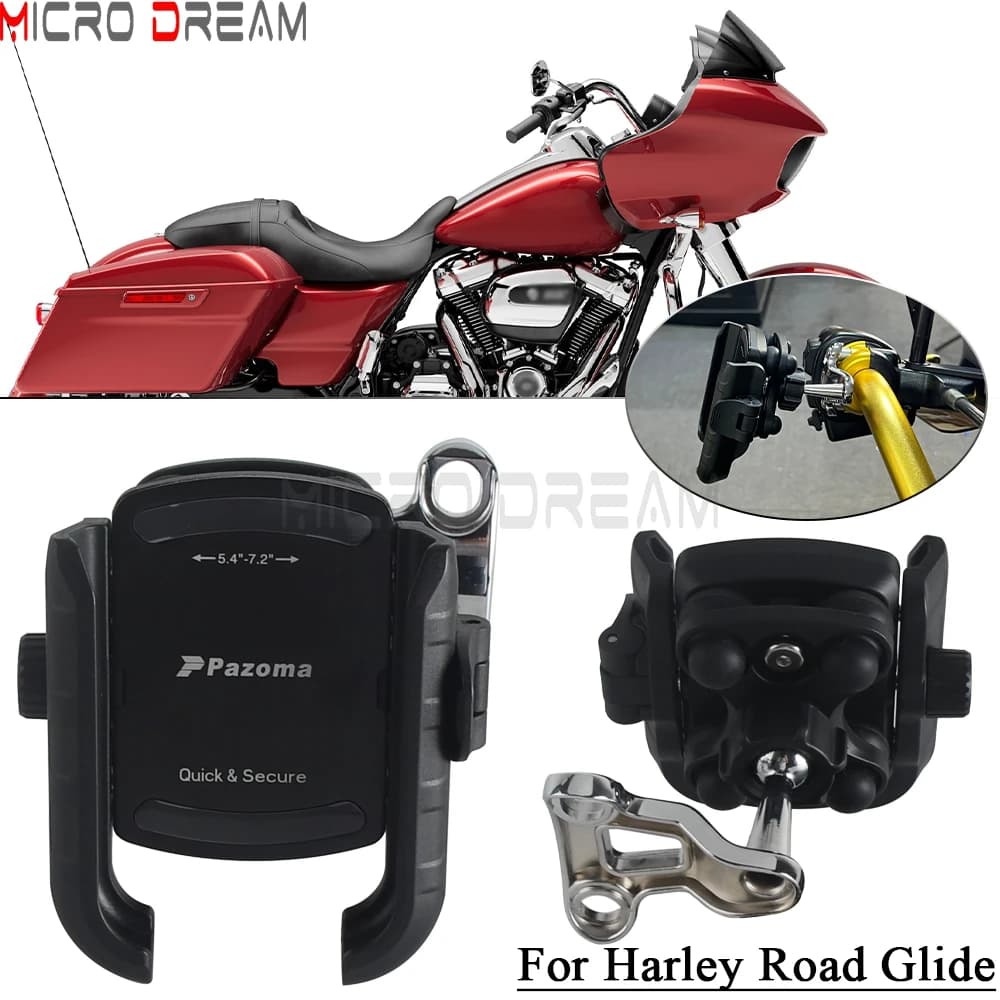 Per Harley Road Glide FLTRX Limited FLTRK Speciale FLTRXS Ultra FLTRU Moto Supporto Del Telefono Staffa Ammortizzante Supporto Del Telefono