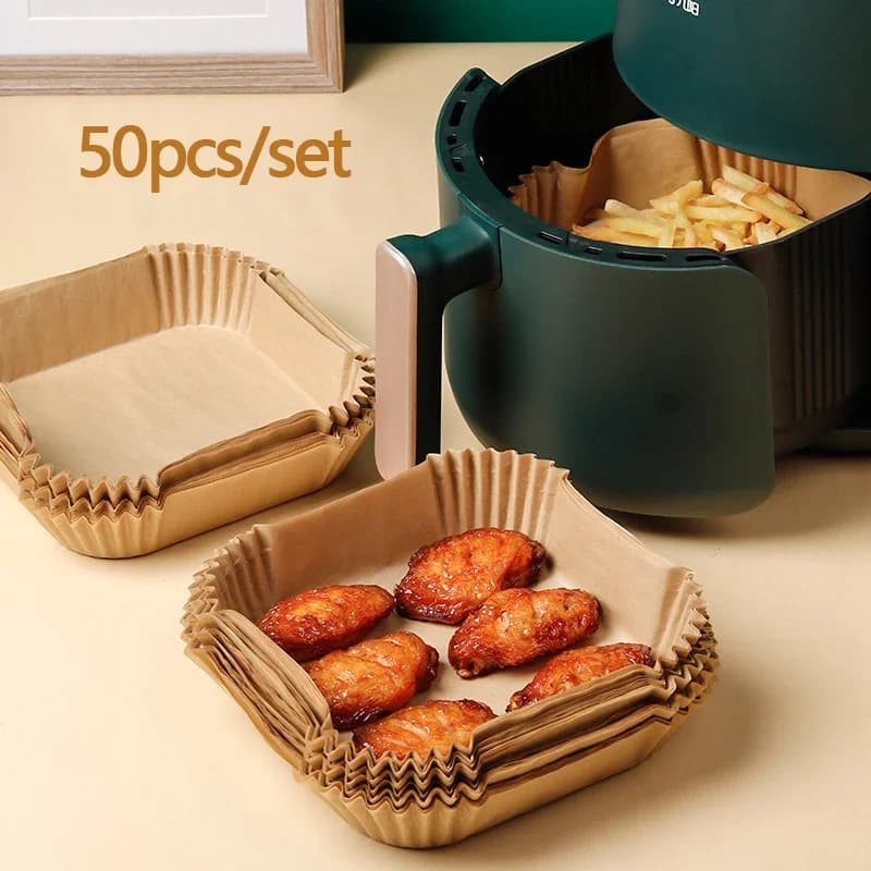 50 pcs/set US Card Air Fryer & Drop Cardboard Oven Cardboard Sheet for Barbecue Anti-stick Airfryer Kitchen Accessories