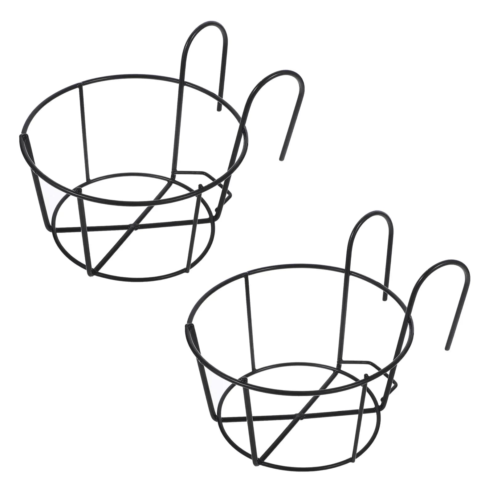 2 Pezzi Gancio per Vaso da Fiori, Supporto in Metallo Nero Medio per Bonsai, da Appendere, per Balcone, Patio, Esterni, Portavaso, Staffa per Vaso