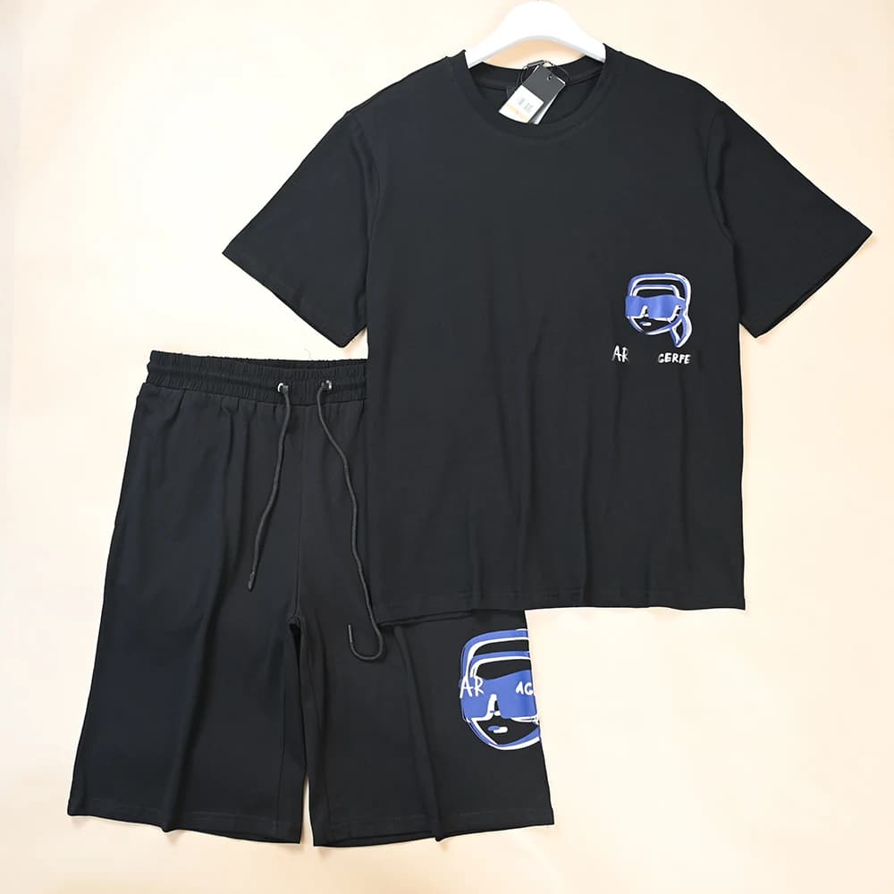 Men's Cotton Casual round Neck Short Sleeve T-Shirt And Shorts Set Summer New Style Comfortable Breathable Youth Fashion