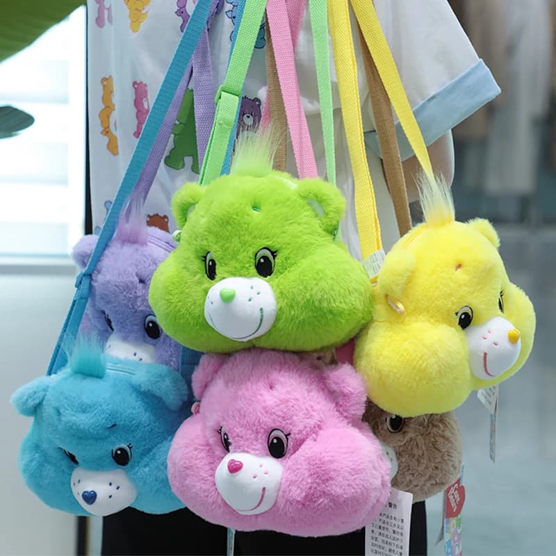 Care Bears Borsa a tracolla in peluche simpatico cartone animato Borsa a tracolla per bambola di pezza Borsa portaoggetti per ragazze Regalo perfetto per le vacanze
