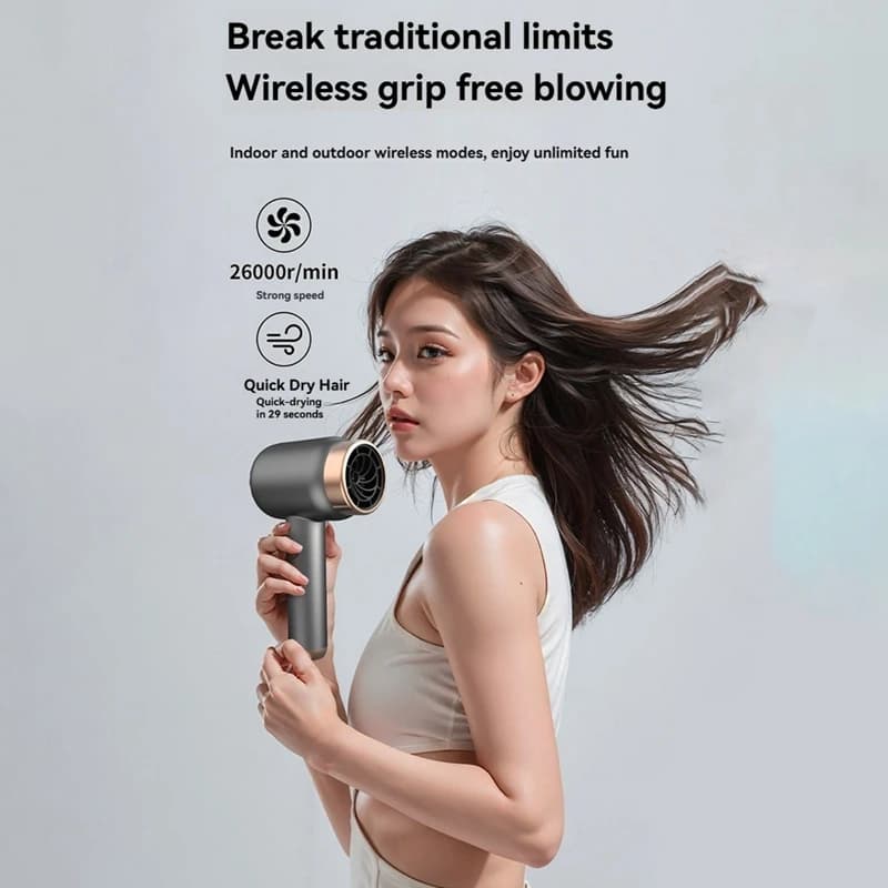 Hair dryer wireless Plug-in and charging 2 in line 1 with USB charging Hair dryer wireless cold hot wind boost EU B