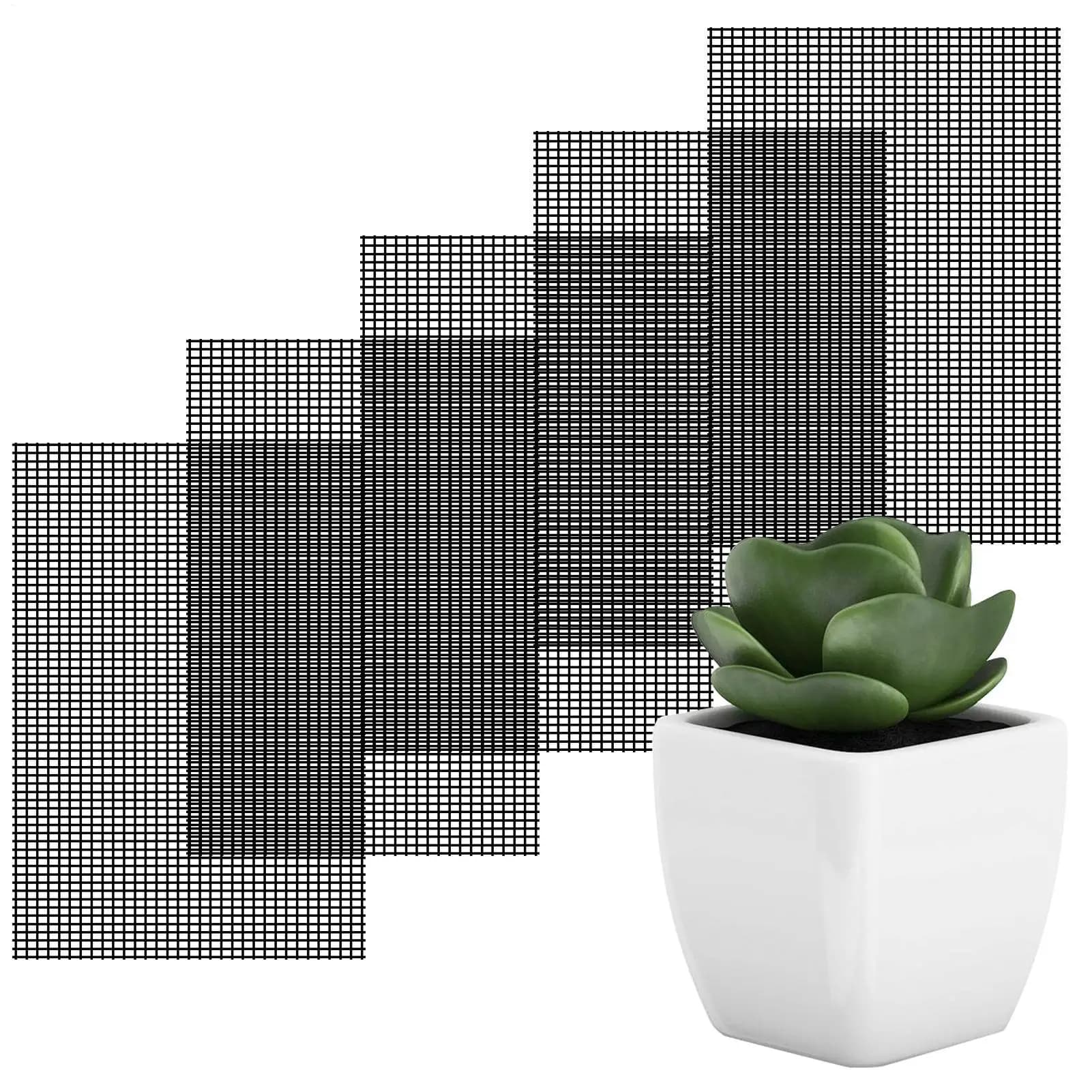 Rete per Vasi da Fiori 7.87x11.81 Pollici, Tappetino a Rete Traspirante Rettangolare per Vasi, 5 Pezzi, Griglia per Fondo Vaso Bonsai, Regali per Giardinaggio